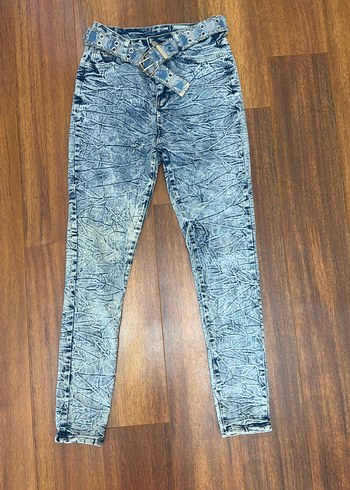 Diğer Yuksek Bel Kirik Mavi Denim Jean