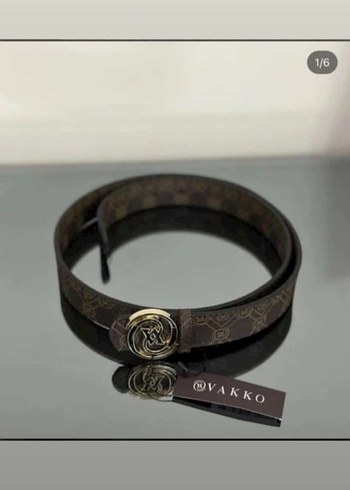 Vakko Monogramli Kahverengi Deri Kemer