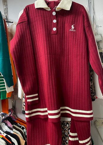 Kız Çocuk Kırmızı Polo Yün Kazak - Görsel 2