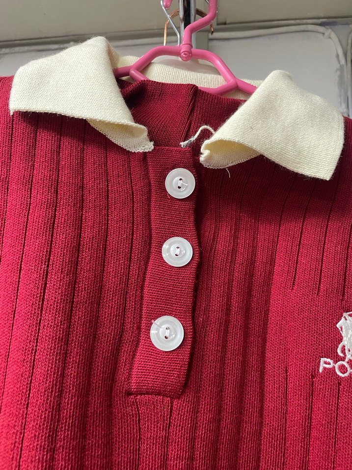 Kız Çocuk Kırmızı Polo Yün Kazak - Görsel 3