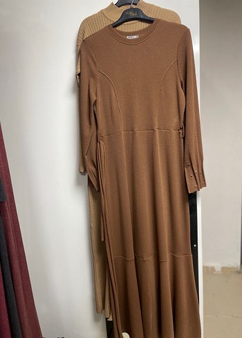 Kahverengi Triko Uzun Kollu Elbise - Görsel 2