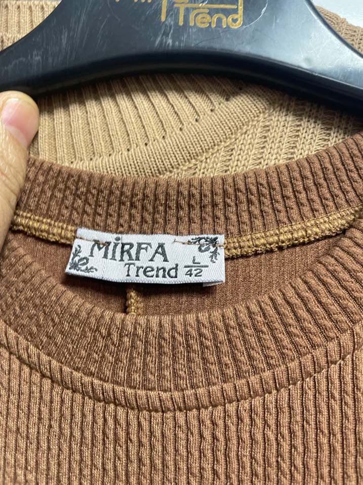 Kahverengi Triko Uzun Kollu Elbise - Görsel 3