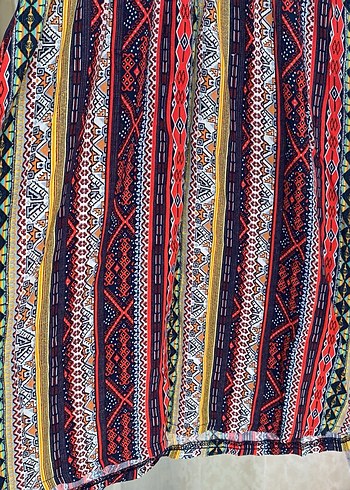 Renkli Piliseli Bohem Midi Elbise - Görsel 4