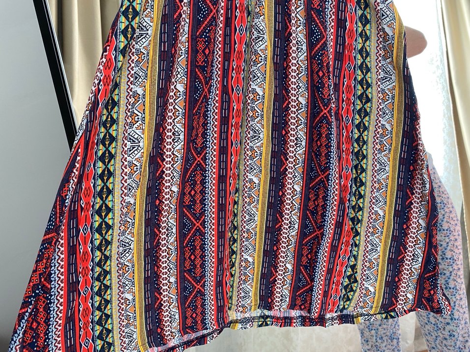 Renkli Piliseli Bohem Midi Elbise - Görsel 4