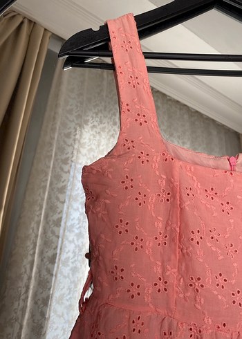 Pembe Nakışlı Bohem Midi Elbise - Görsel 3