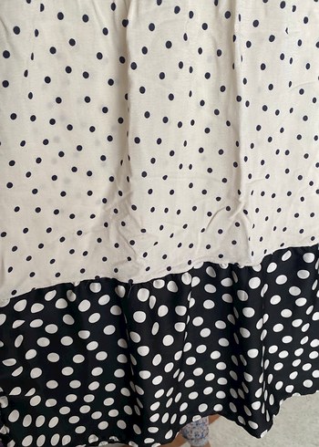 Çizgili ve Puantiyeli Midi Elbise - Görsel 2