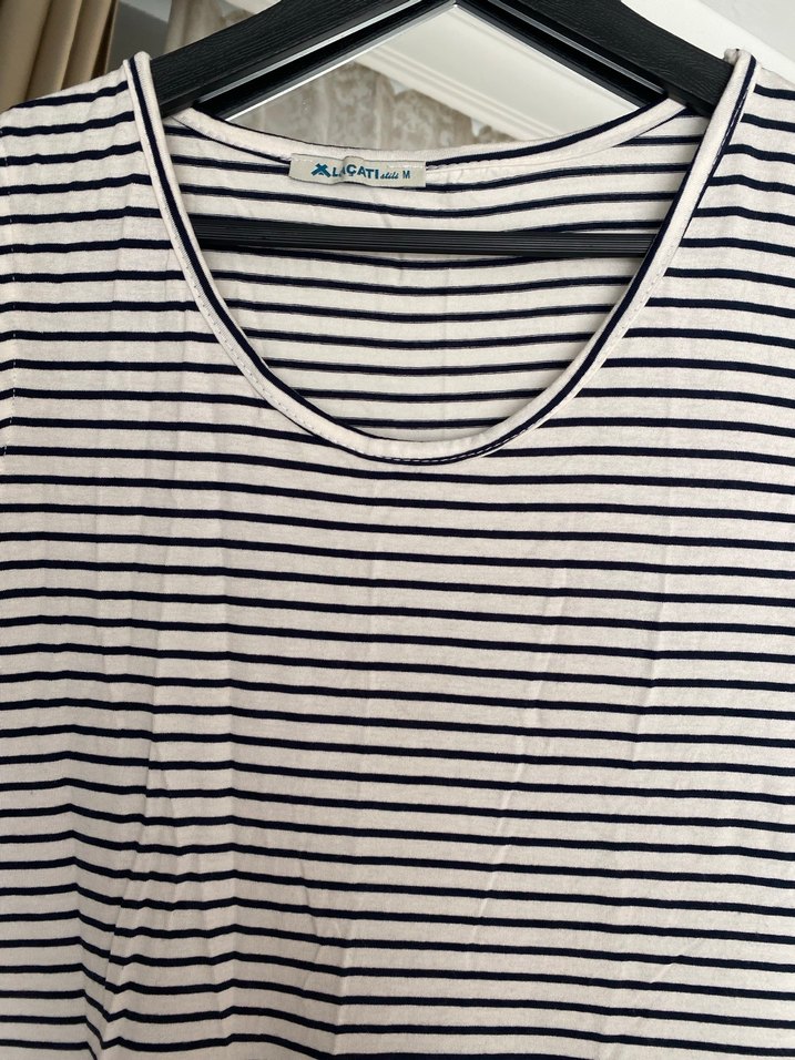 Çizgili ve Puantiyeli Midi Elbise - Görsel 3