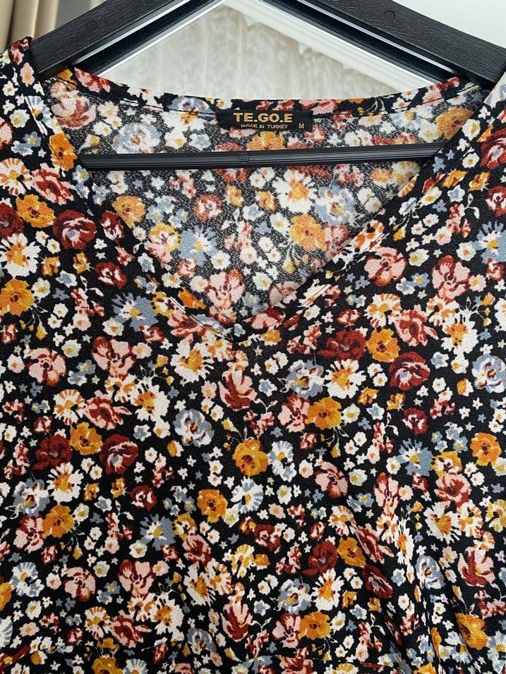 Çiçek Desenli Bohem Midi Elbise - Görsel 2