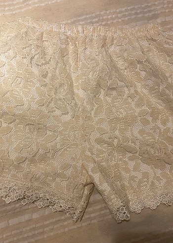 Dantelli Beyaz Bohem Mini Şort - Görsel 4