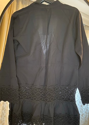 Düğmeli Siyah Bohem Hamile Bluzu - Görsel 5