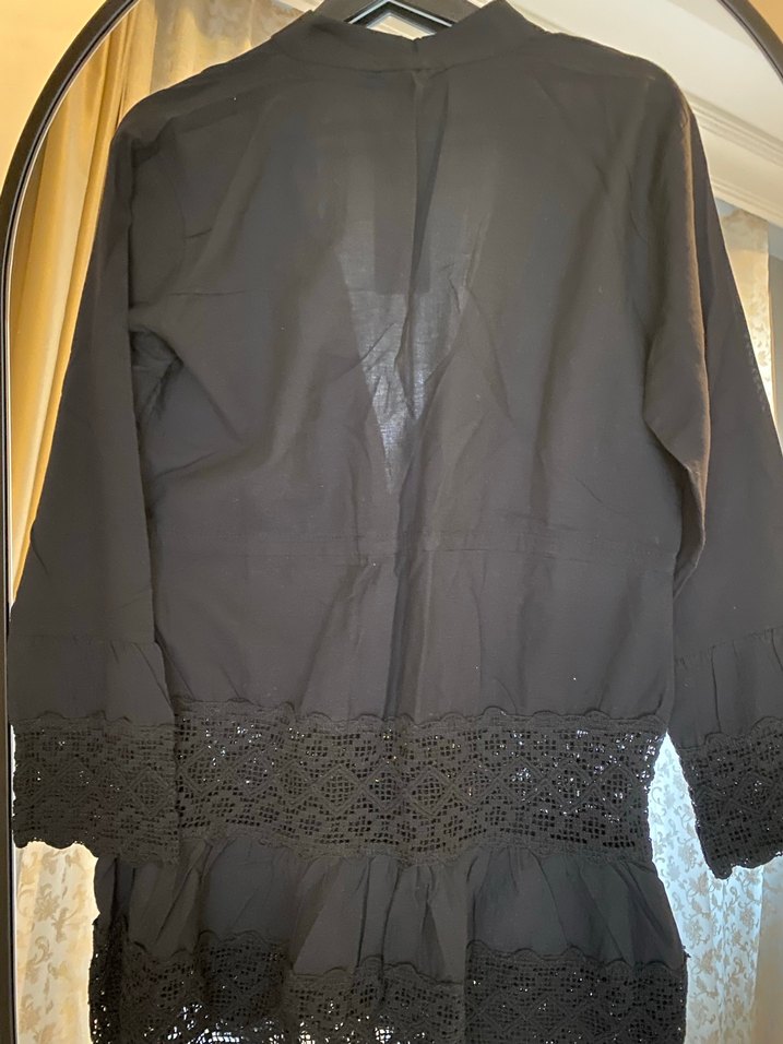 Düğmeli Siyah Bohem Hamile Bluzu - Görsel 5