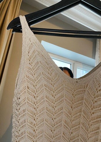 Beyaz Örgü Bohem Uzun Elbise - Görsel 3