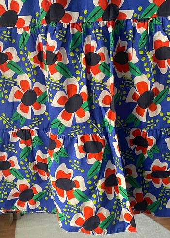 Çiçek Desenli Renkli Kız Elbisesi - Görsel 6