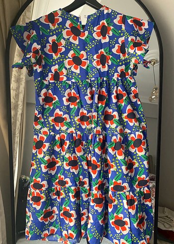 Çiçek Desenli Renkli Kız Elbisesi - Görsel 2