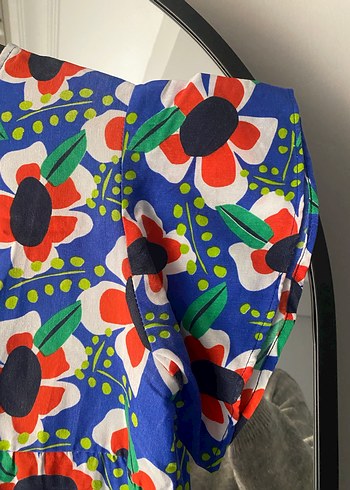 Çiçek Desenli Renkli Kız Elbisesi - Görsel 3