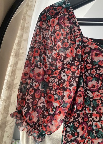 Çiçek Desenli Midi Bohem Elbise - Görsel 4