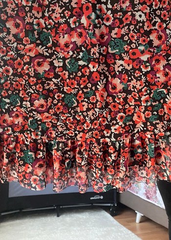 Çiçek Desenli Midi Bohem Elbise - Görsel 2