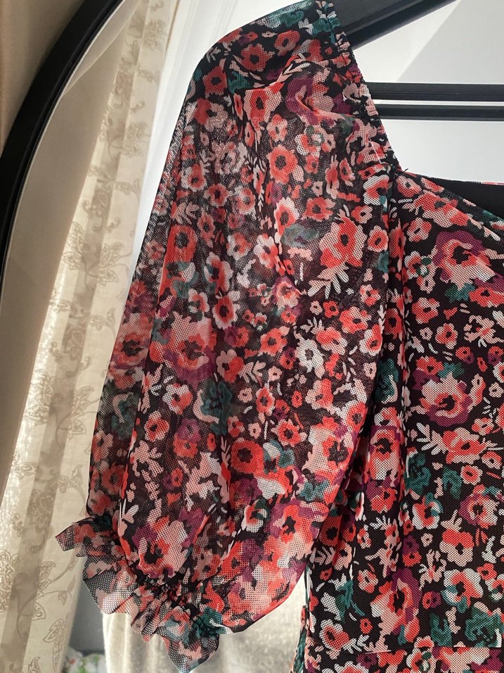 Çiçek Desenli Midi Bohem Elbise - Görsel 4