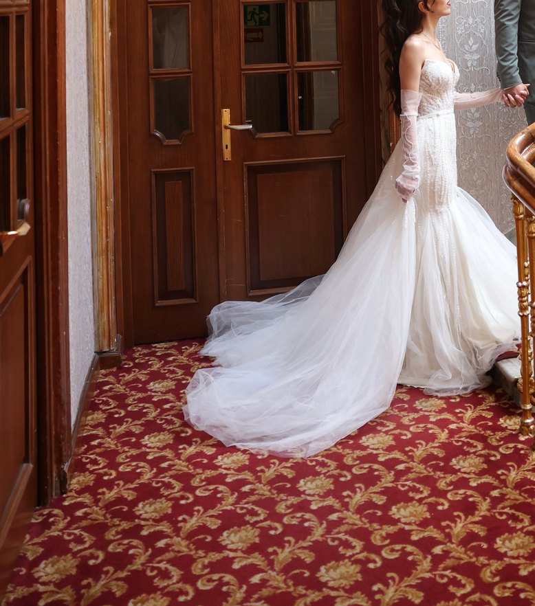 Straplez Uzun Beyaz Denizkızı Gelinlik - Görsel 2