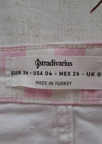Stradivarius Pembe Kareli Pantalon - Görsel 3