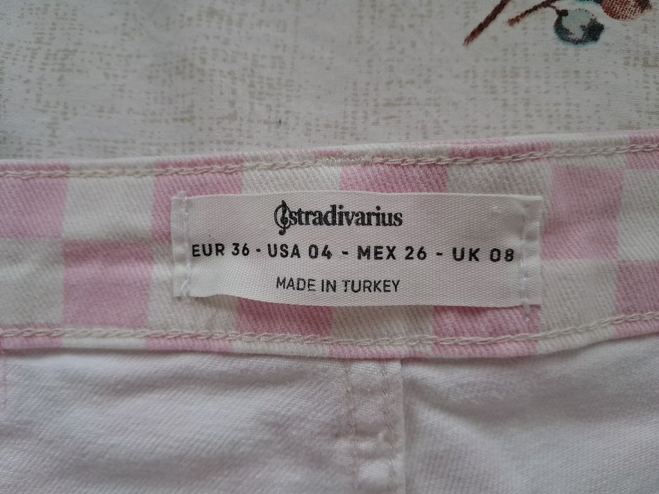 Stradivarius Pembe Kareli Pantalon - Görsel 3