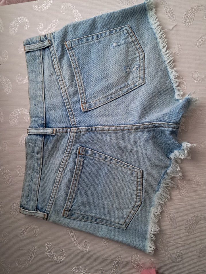 Mango Düğmeli Bol Kesim Mini Kot Şort - Görsel 2