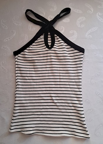 Beauty Omelette Çizgili Yüksek Yakalı Kadın Crop - Görsel 2