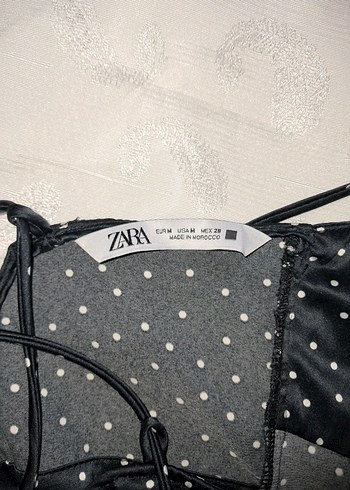 Zara Uzun Siyah Puantiyeli Askılı Elbise - Görsel 4