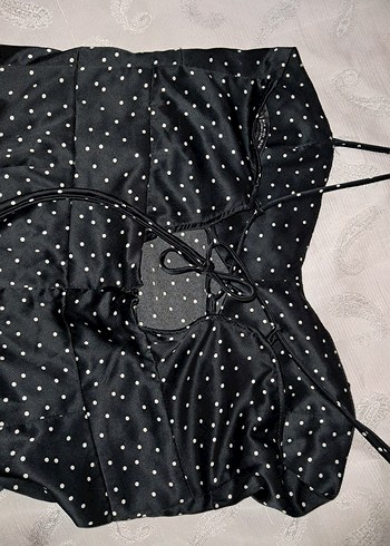 Zara Uzun Siyah Puantiyeli Askılı Elbise - Görsel 2