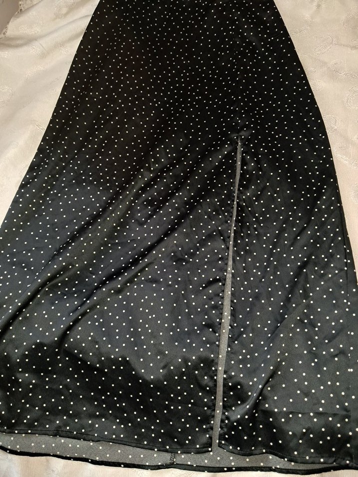 Zara Uzun Siyah Puantiyeli Askılı Elbise - Görsel 3