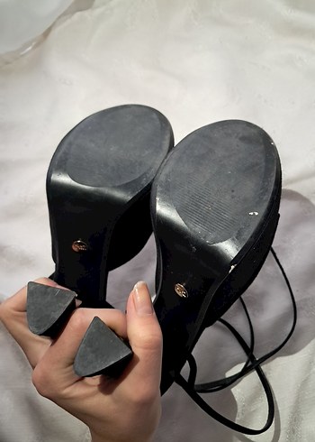 Zara Siyah Süet Platform Topuklu Ayakkabı - Görsel 7