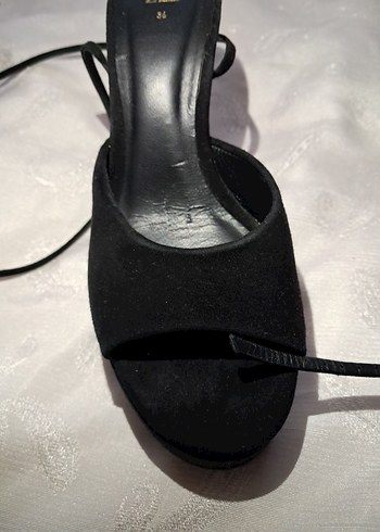 Zara Siyah Süet Platform Topuklu Ayakkabı - Görsel 8