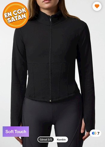 Kadın Siyah Mini Fitilli Uzun Kollu parmak geçirmeli sweatshirt - Görsel 3