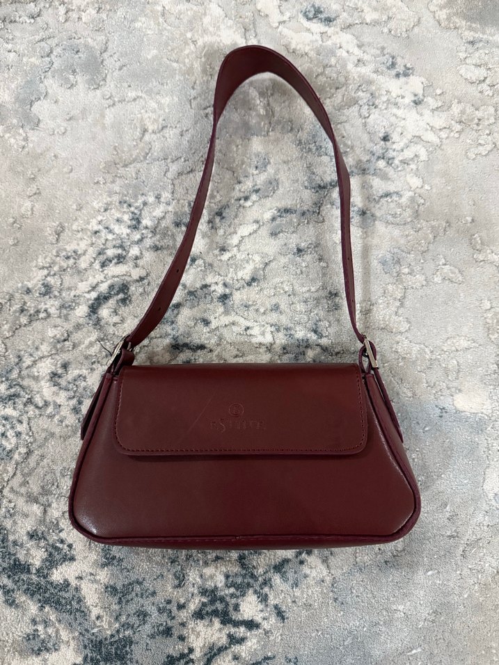 Bordo Parlak Deri Kadın Çanta - Görsel 2