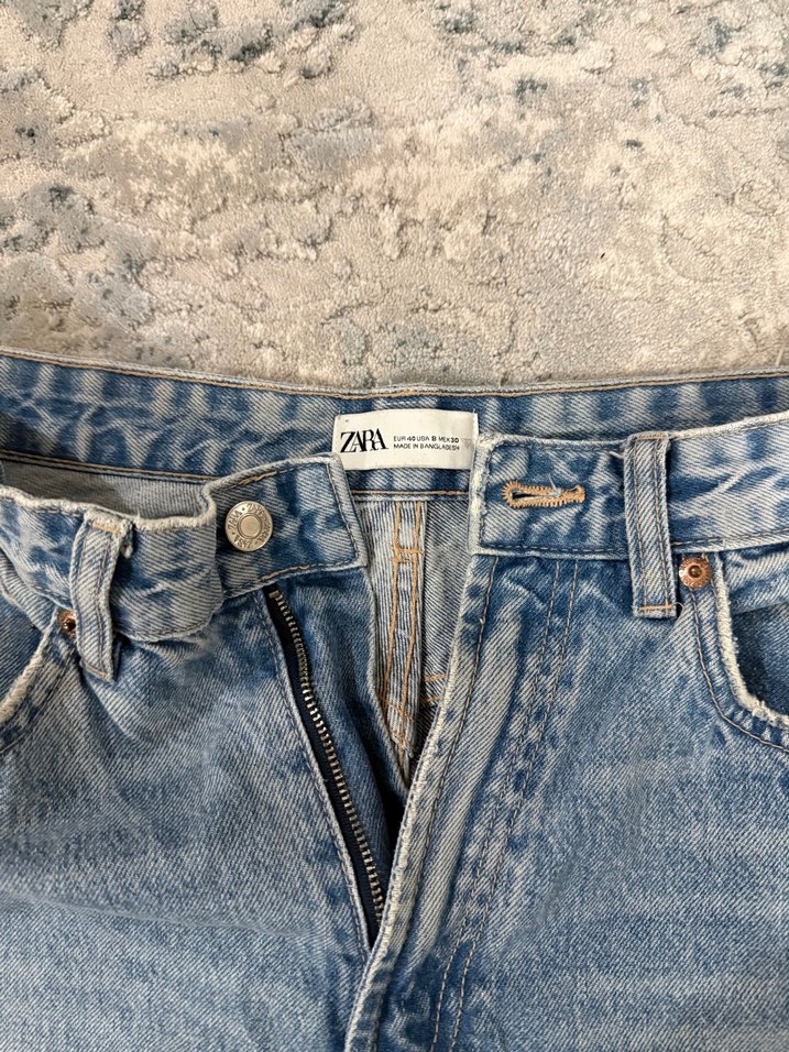 Kadın Gri Mavi Bol Kesim Midi Denim Pantolon - Görsel 2