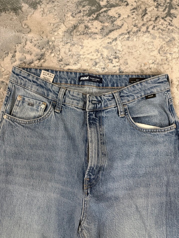 Kadın Mavi Bol Kesim Midi Jean - Görsel 2