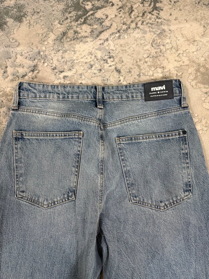 Kadın Mavi Bol Kesim Midi Jean - Görsel 3