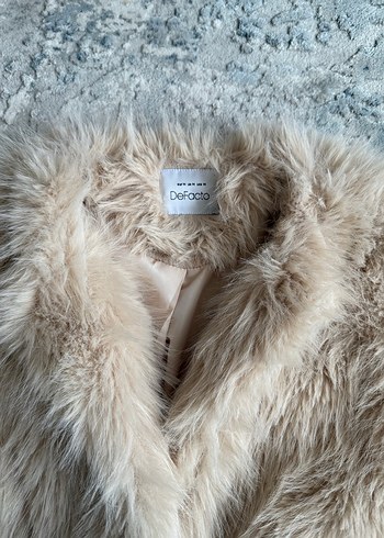 Bej Kadın Suni Kürk Ceket - Görsel 4