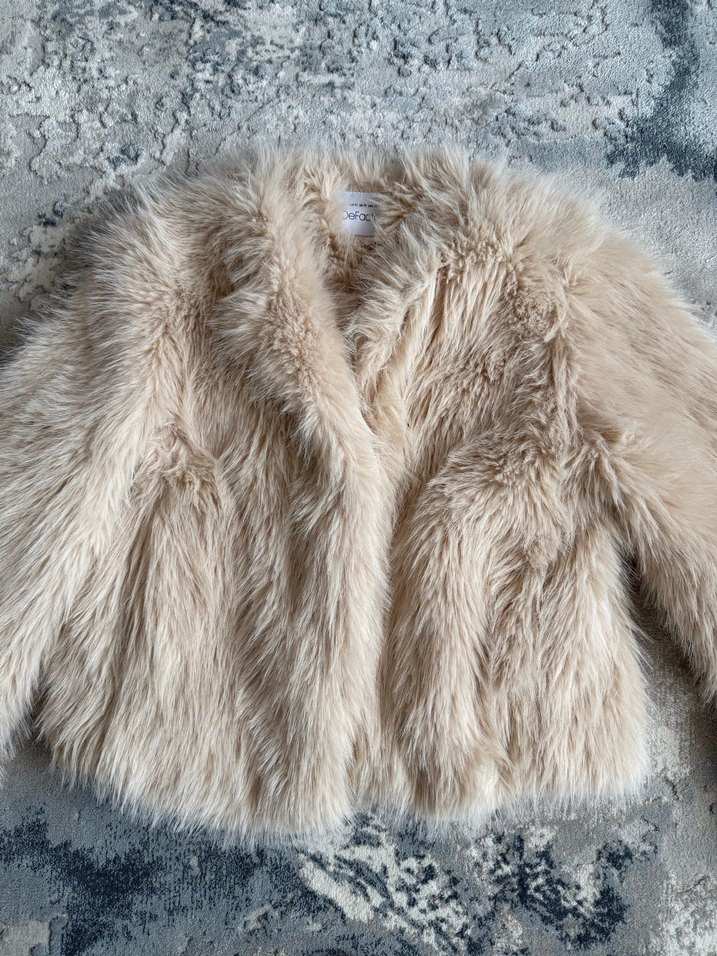 Bej Kadın Suni Kürk Ceket - Görsel 2