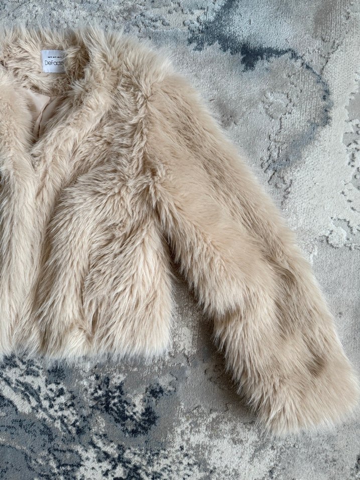 Bej Kadın Suni Kürk Ceket - Görsel 3
