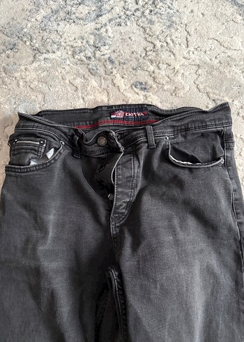 Gri Erkek Denim Pantolon, Kemer Detaylı - Görsel 3