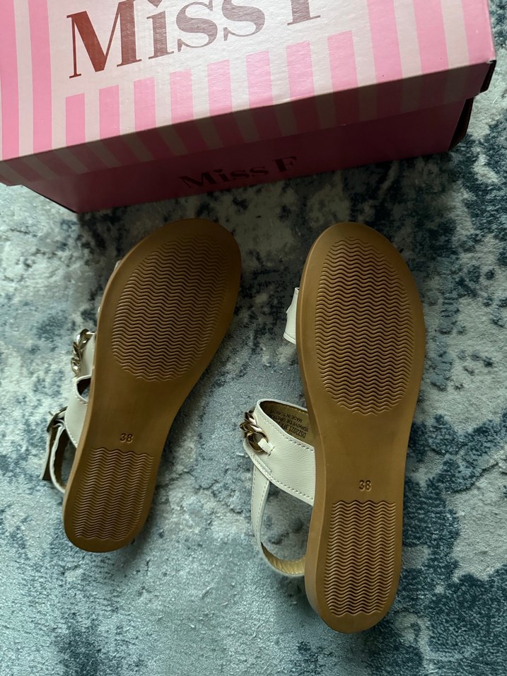 Miss F Beyaz Deri Platform Topuklu Sandalet - Görsel 3