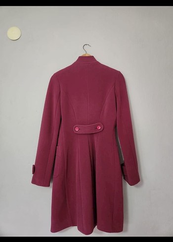 Düğmeli Bordo Kadın Kaban - Görsel 2