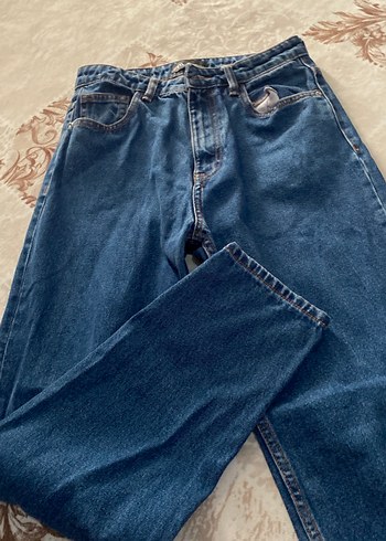 Kadın Mavi Bol Kesim Kot Pantolon - Görsel 4