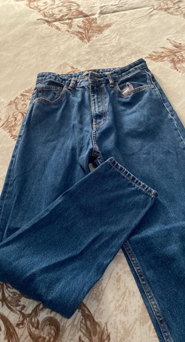 Kadın Mavi Bol Kesim Kot Pantolon - Görsel 4