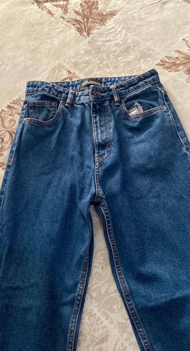 Kadın Mavi Bol Kesim Kot Pantolon - Görsel 3