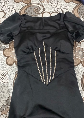 Siyah kare Yakalı Abiye Elbise - Görsel 2