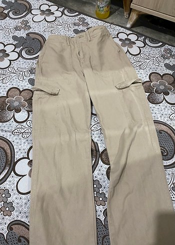 Bej Rahat Kesim Kadın Midi Boy Kot Pantolon - Görsel 4