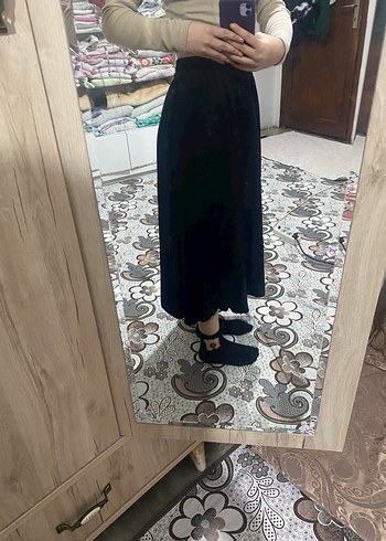 Kadın Siyah Midi Etek Rahat Kesim - Görsel 3