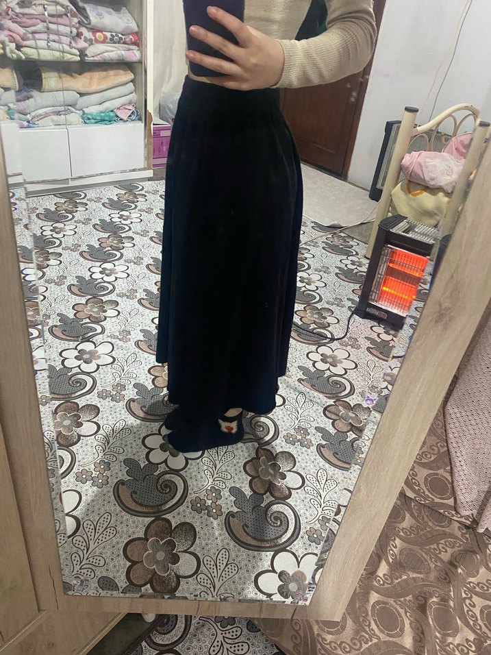Kadın Siyah Midi Etek Rahat Kesim - Görsel 2